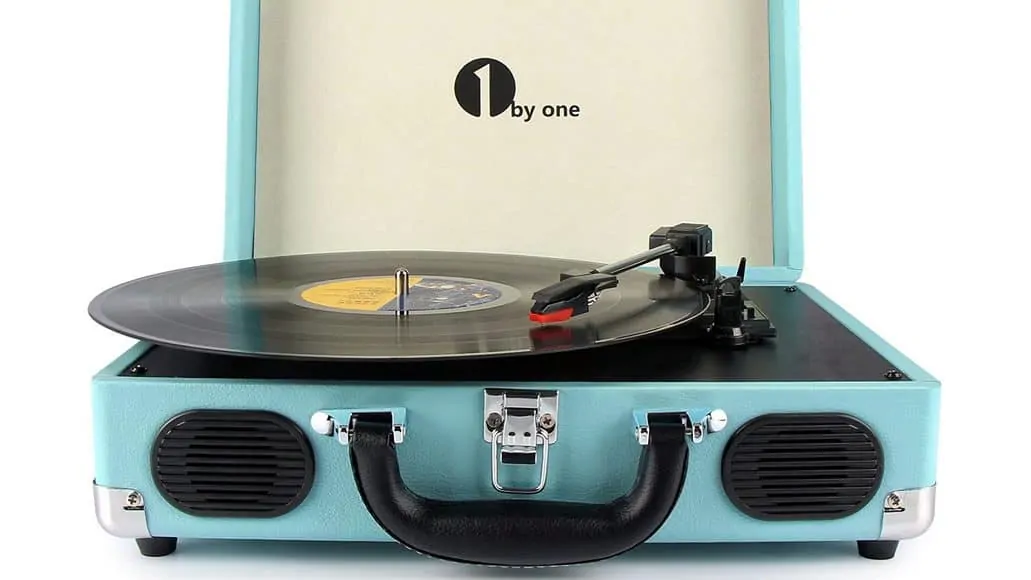 1byone Belt-Drive Portable Suitcase Turntable