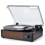 wockoder record player with built-in speakers