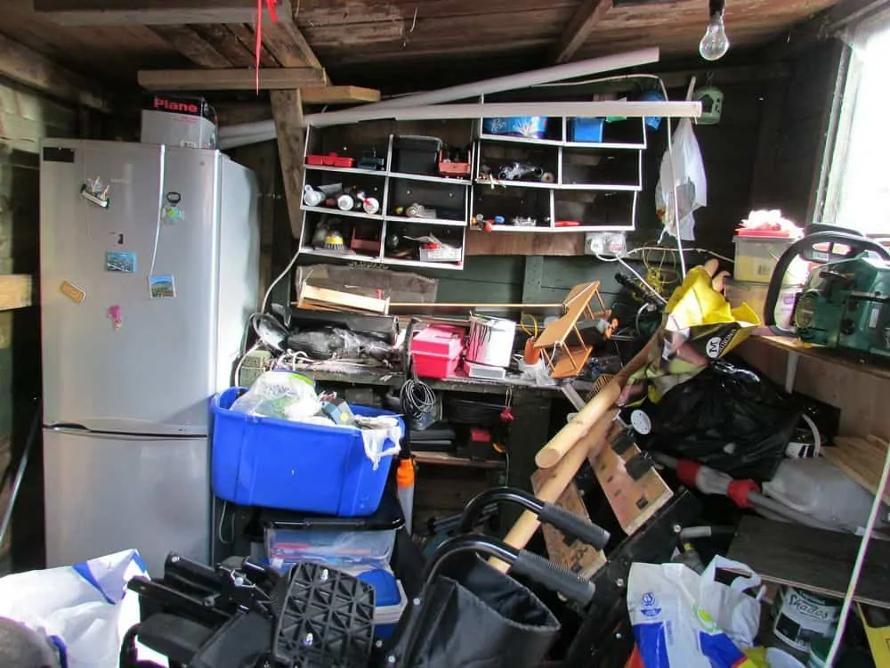 Clutter stored in garage